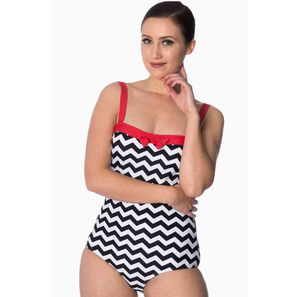 Banned - BLACK COFFEE Badeanzug - Schwarz/Rot